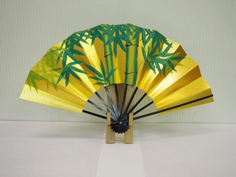 画像1: 飾り扇・扇立てセット（両金・竹） (1)